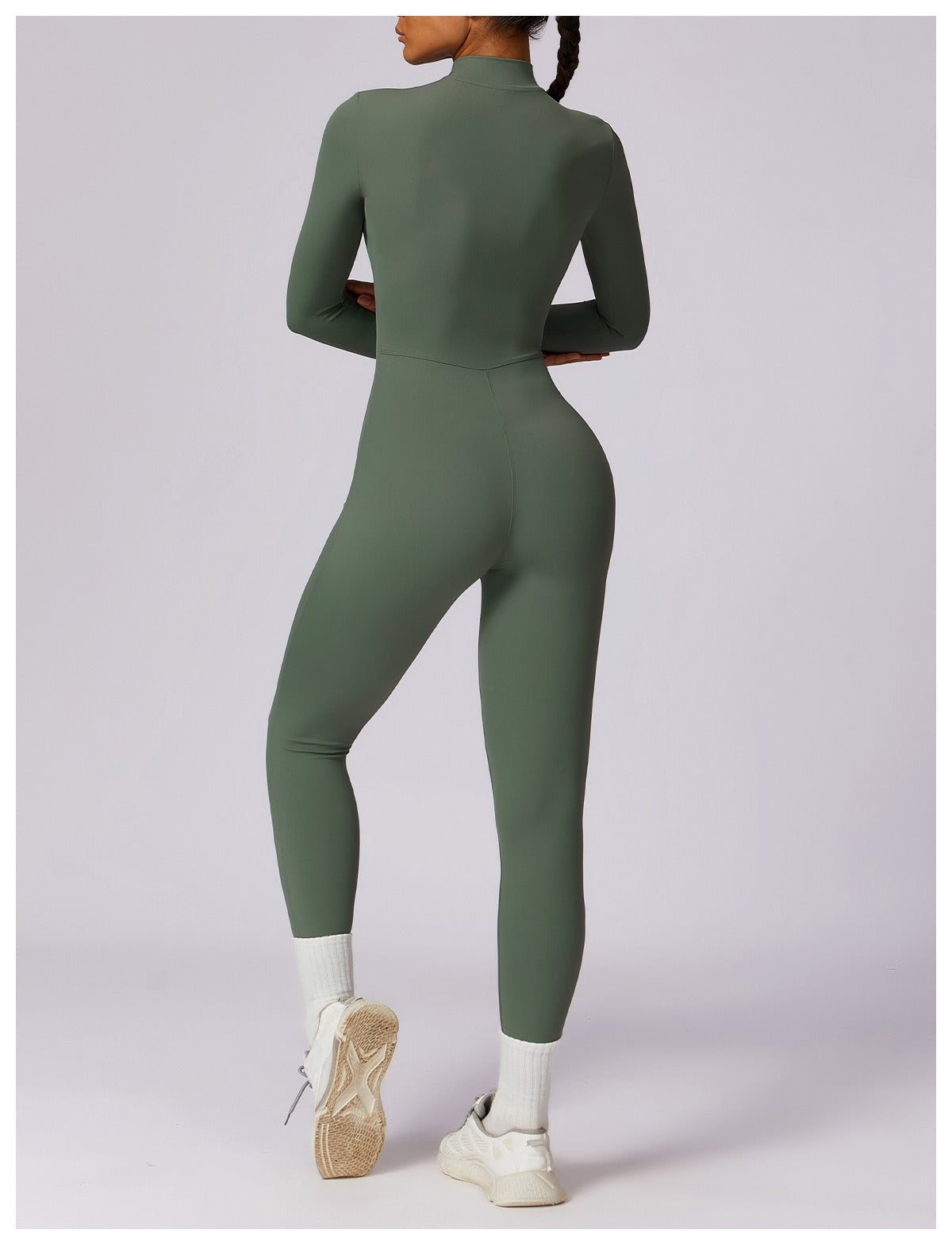 Olive Green High-Neck Full-Length Catsuit
