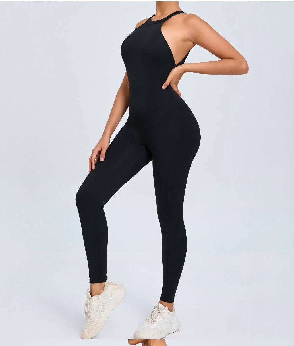Seamless Long Backless Workout Jumpsuit