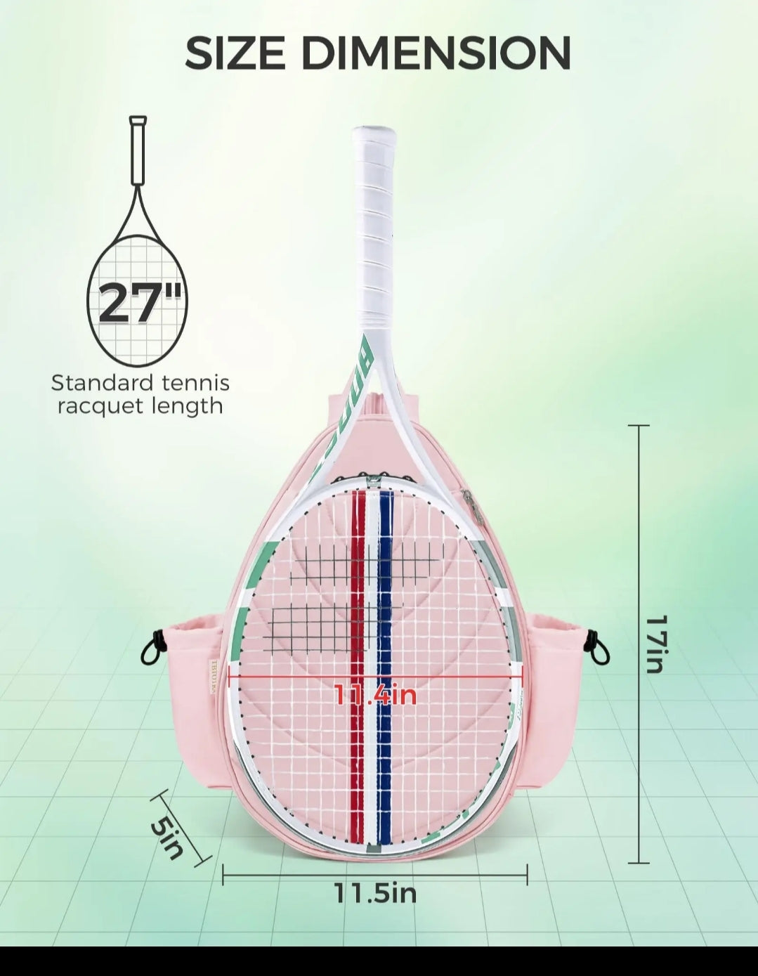 Tennis Racket Bag Padded, Holds 1 Racket + Gear