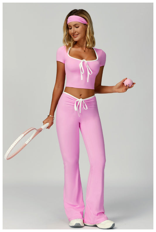 Velour Two-Piece Tracksuit With Leggings and Sports Bra