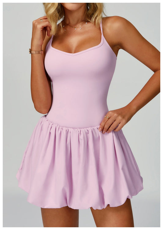 Pink Bubble Hem Activewear Dress
