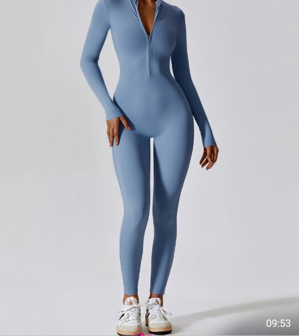 Full-Length Long-Sleeve Seamless Jumpsuit