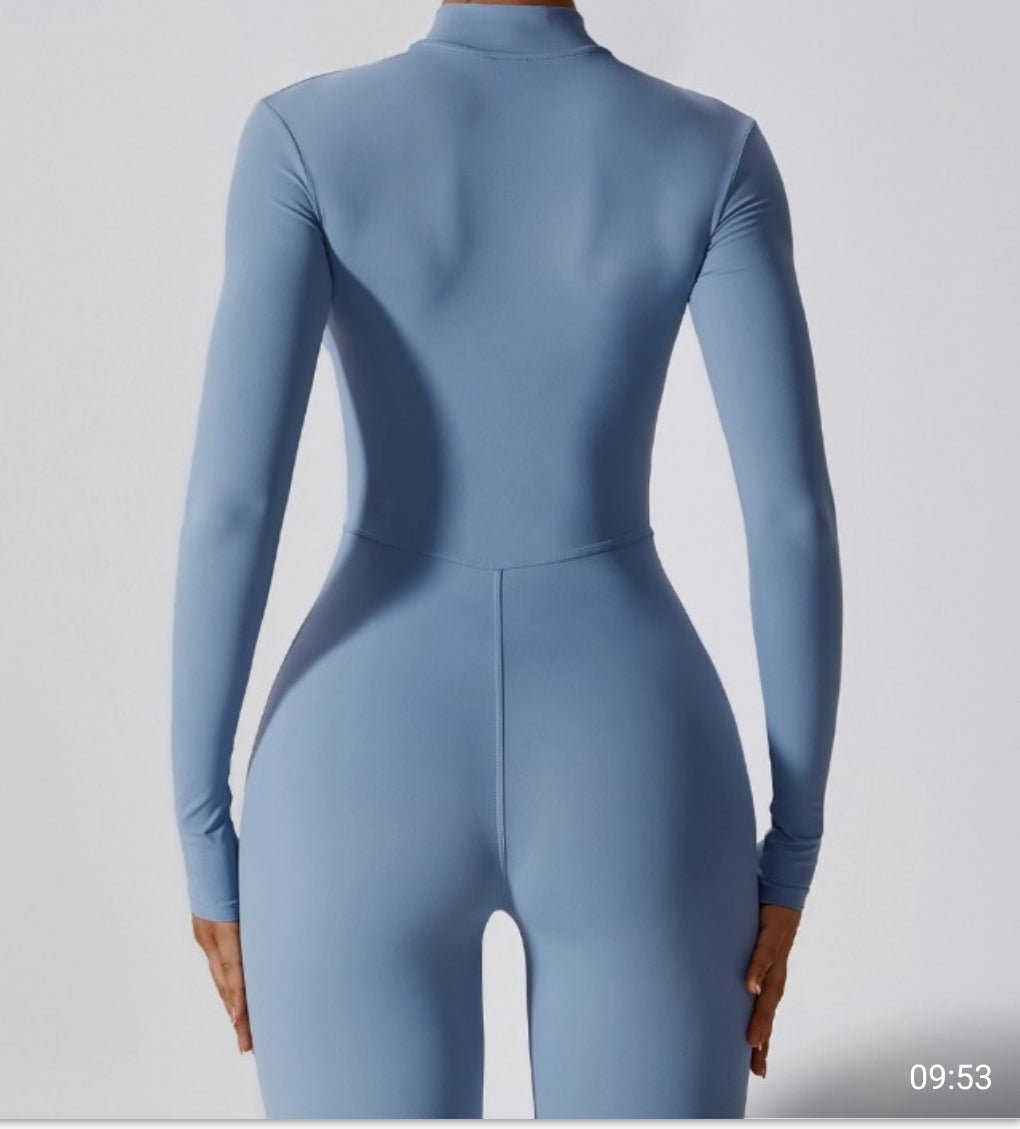 Full-Length Long-Sleeve Seamless Jumpsuit