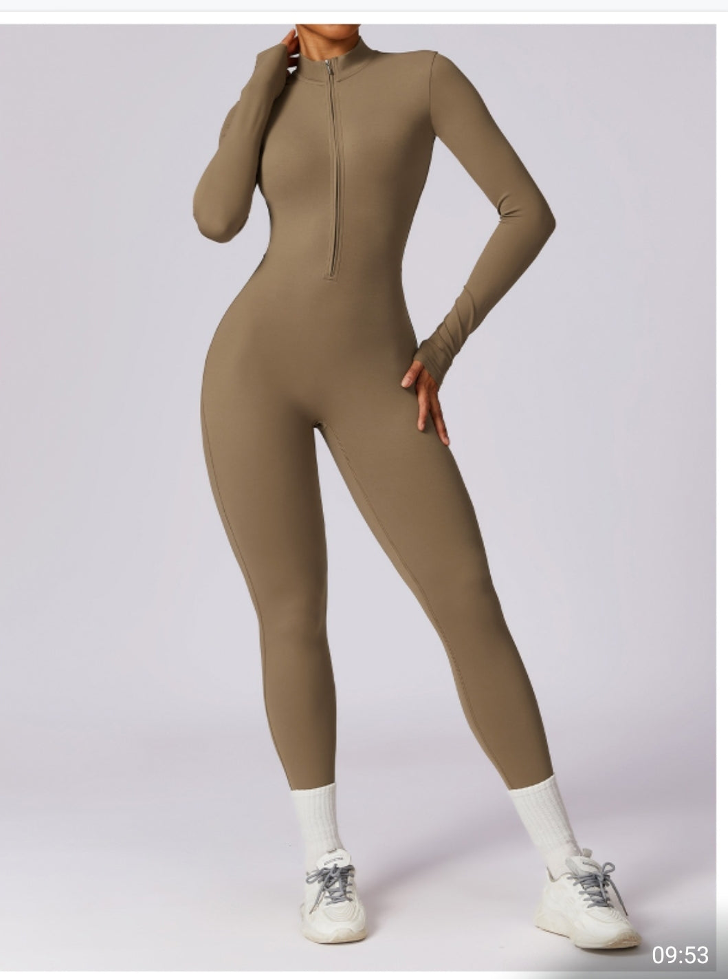 Full-Length Long-Sleeve Seamless Jumpsuit