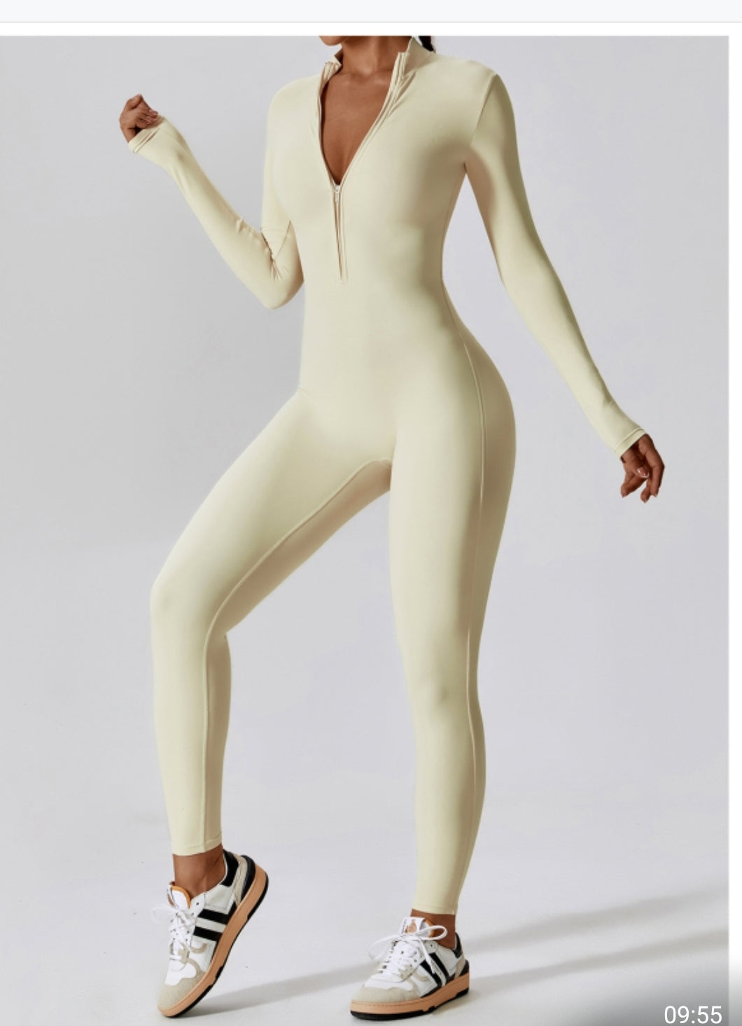 Full-Length Long-Sleeve Seamless Jumpsuit
