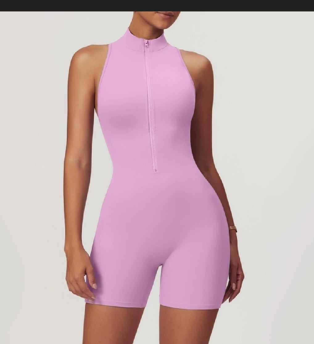 Half-Zip Backless Active Playsuit