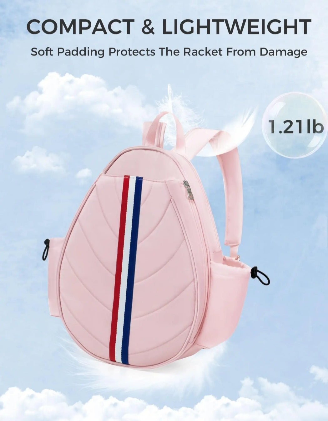 Tennis Racket Bag Padded, Holds 1 Racket + Gear
