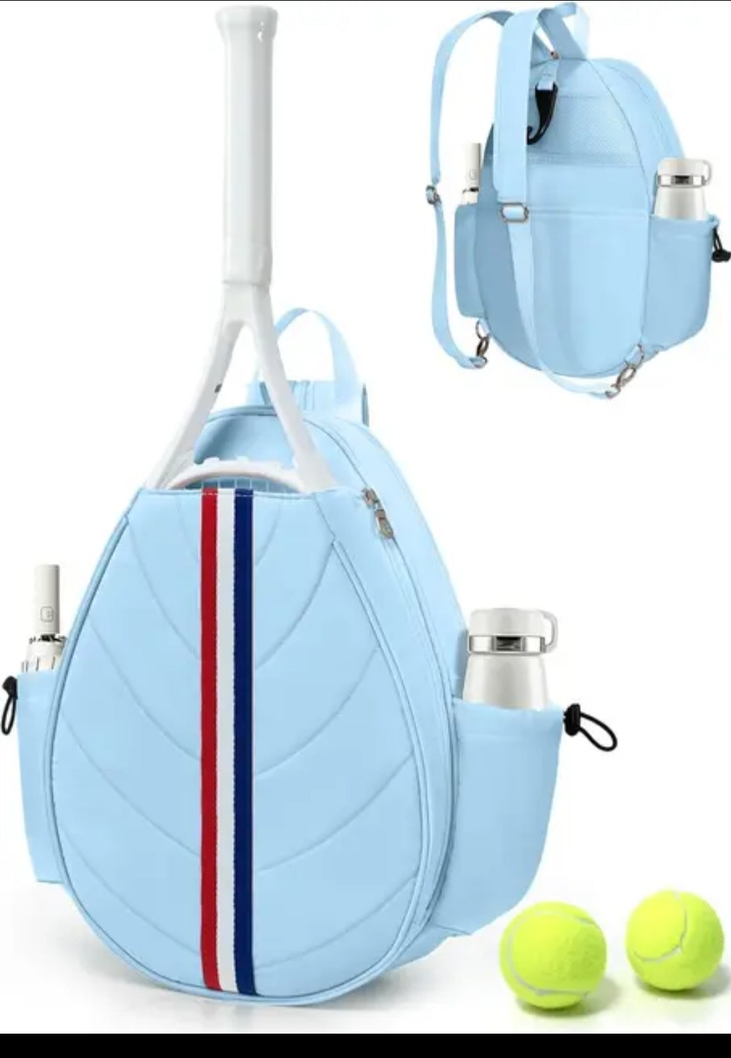 Tennis Racket Bag Padded, Holds 1 Racket + Gear