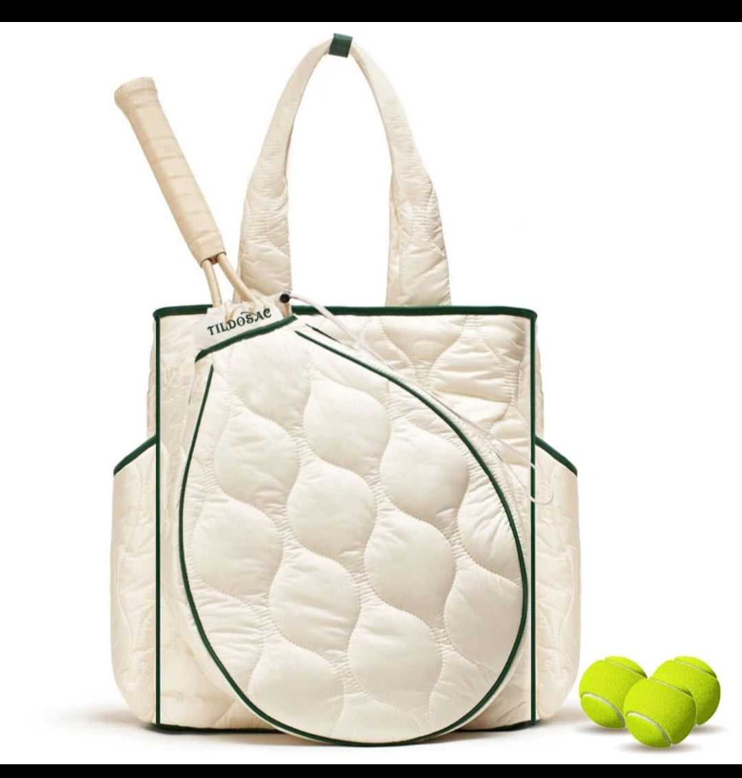 Quilted Tennis Tote Luxe Vegan Leather Bag