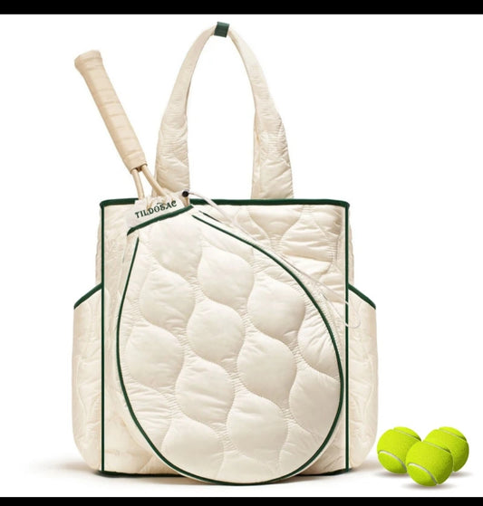 Quilted Tennis Tote Luxe Vegan Leather Bag