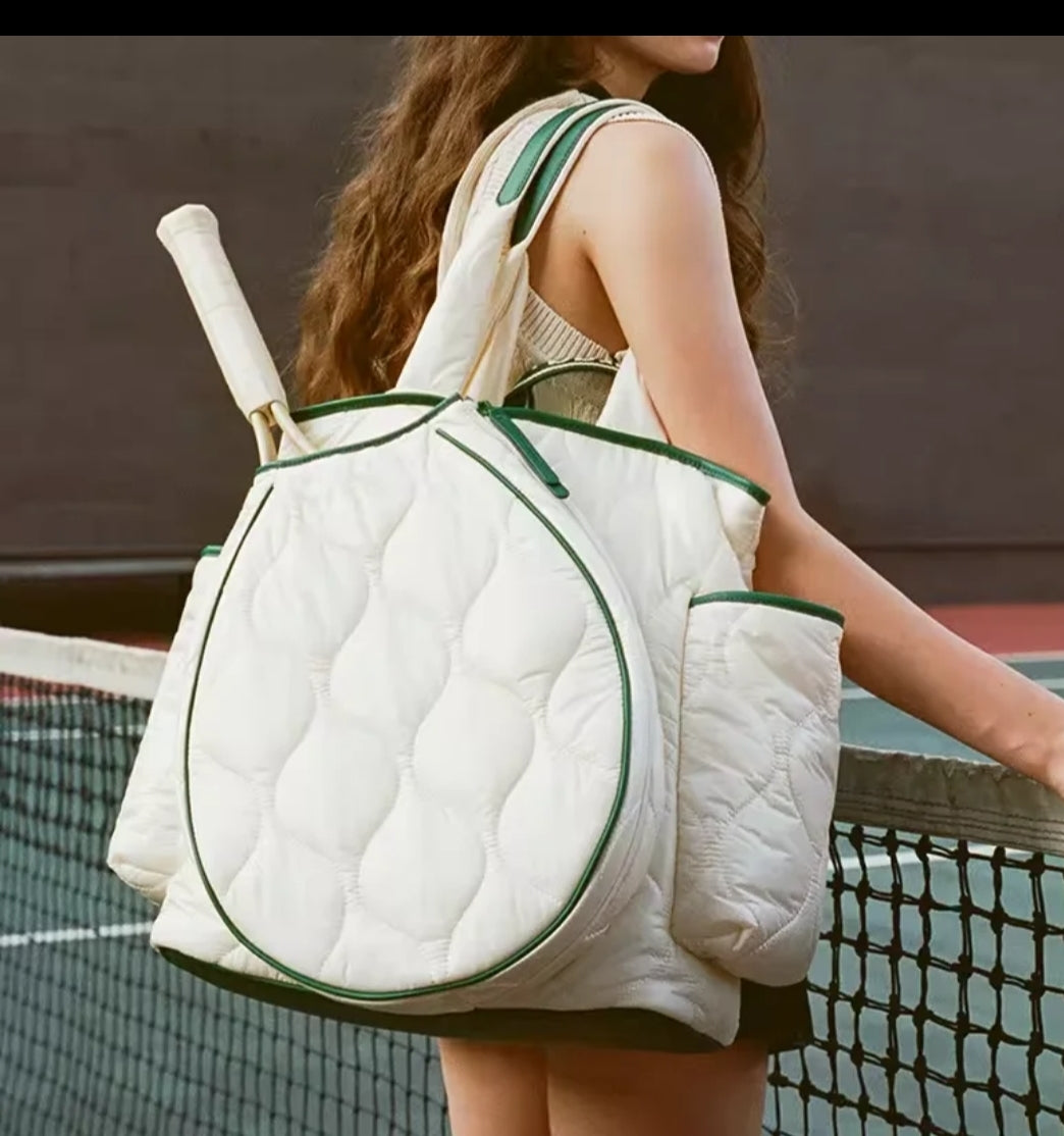 Quilted Tennis Tote Luxe Vegan Leather Bag