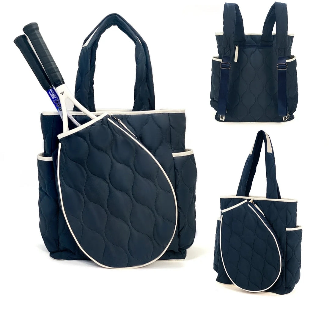 Quilted Tennis Tote Luxe Vegan Leather Bag