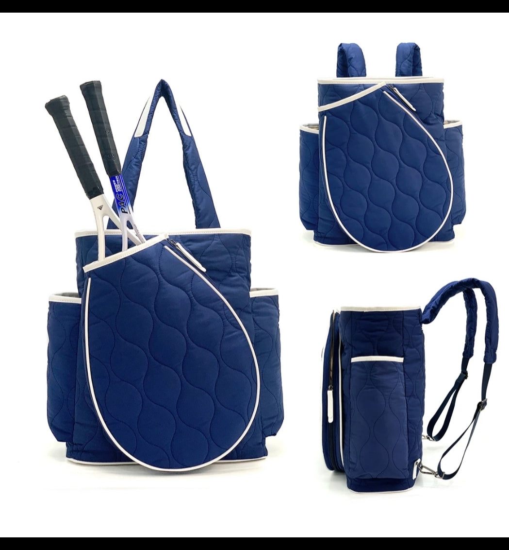 Quilted Tennis Tote Luxe Vegan Leather Bag