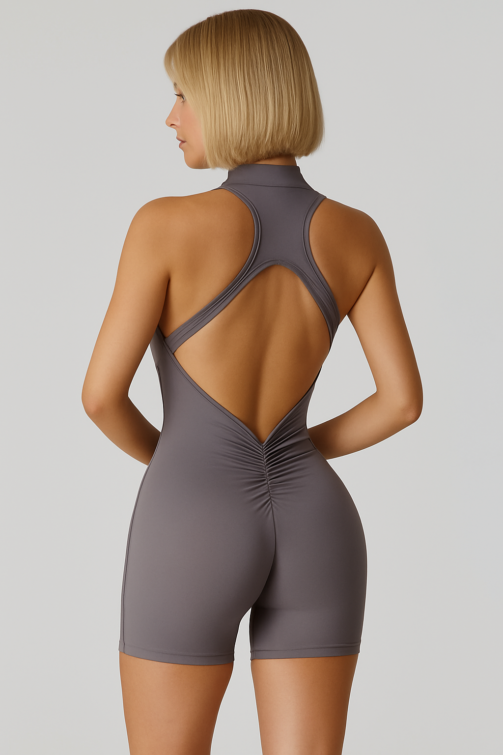 Half-Zip Backless Active Playsuit