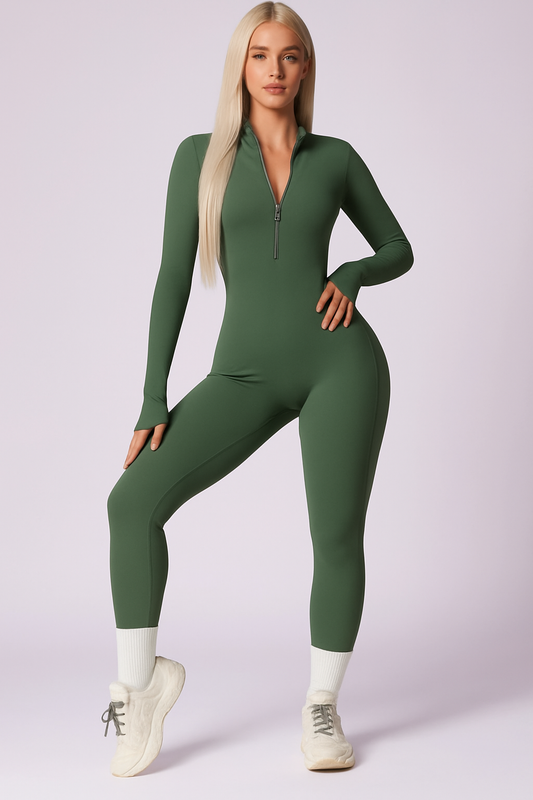 Full-Length Long-Sleeve Seamless Jumpsuit